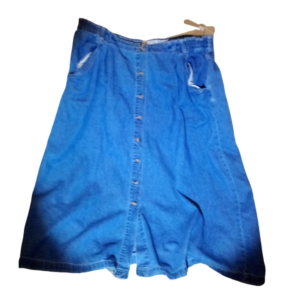Vintage 90's Gloria Vanderbilt Blue Jean Button Front Skirt Size 22 W